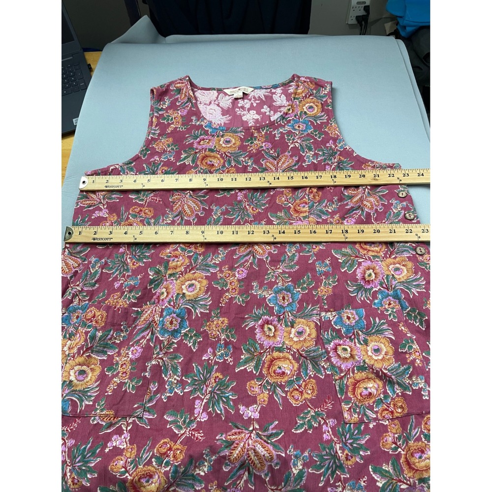 April Cornell Burgundy Floral Midi Dress with Yellow & Blue Accents - Picture 5 of 9